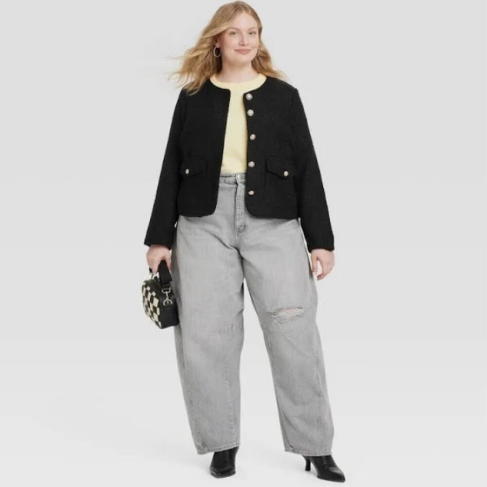 Women's Button-Front Jacket - Universal Thread Black L - Picture 2 of 6